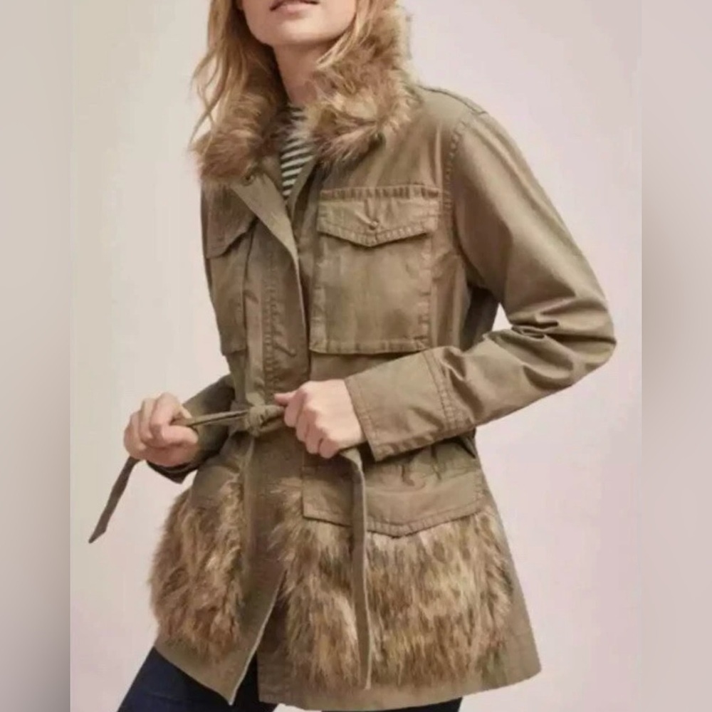 Anthropology Fur-Trimmed Field Parka Jacket